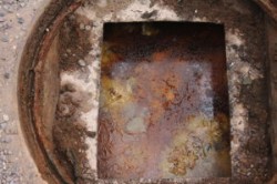 Grease trap chamber before cleaning